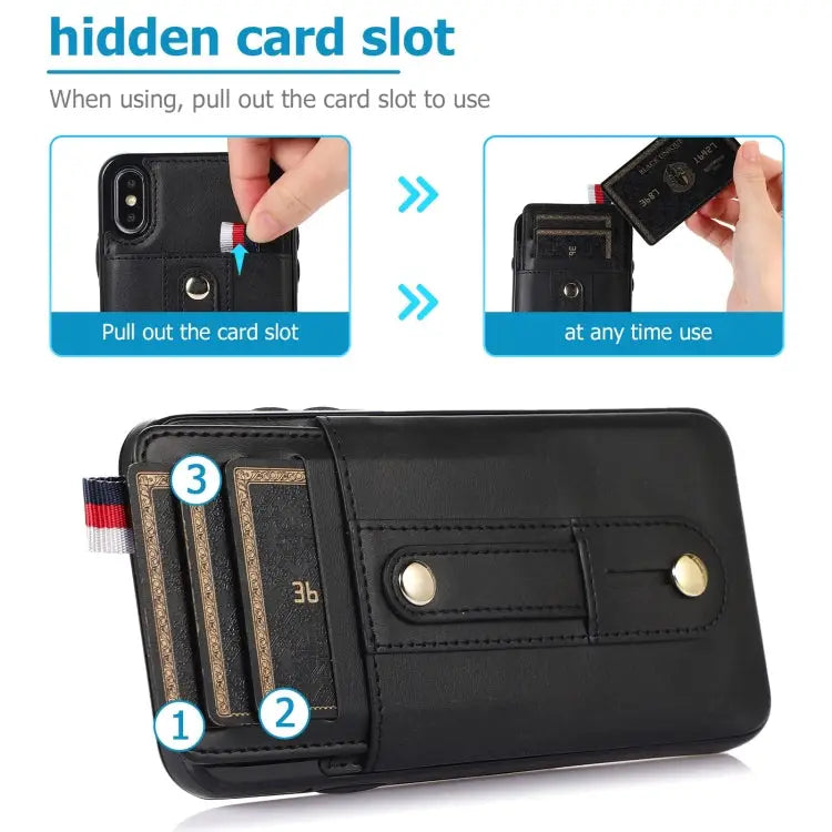 Wristband Kickstand Wallet Leather Phone Case For iPhone XS Max For iPhone SE 2022 / 2020 / 8 / 7 For iPhone 7 Plus / 8