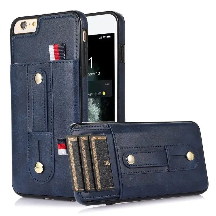 Wristband Kickstand Wallet Leather Phone Case For iPhone XS Max For iPhone SE 2022 / 2020 / 8 / 7 For iPhone 7 Plus / 8