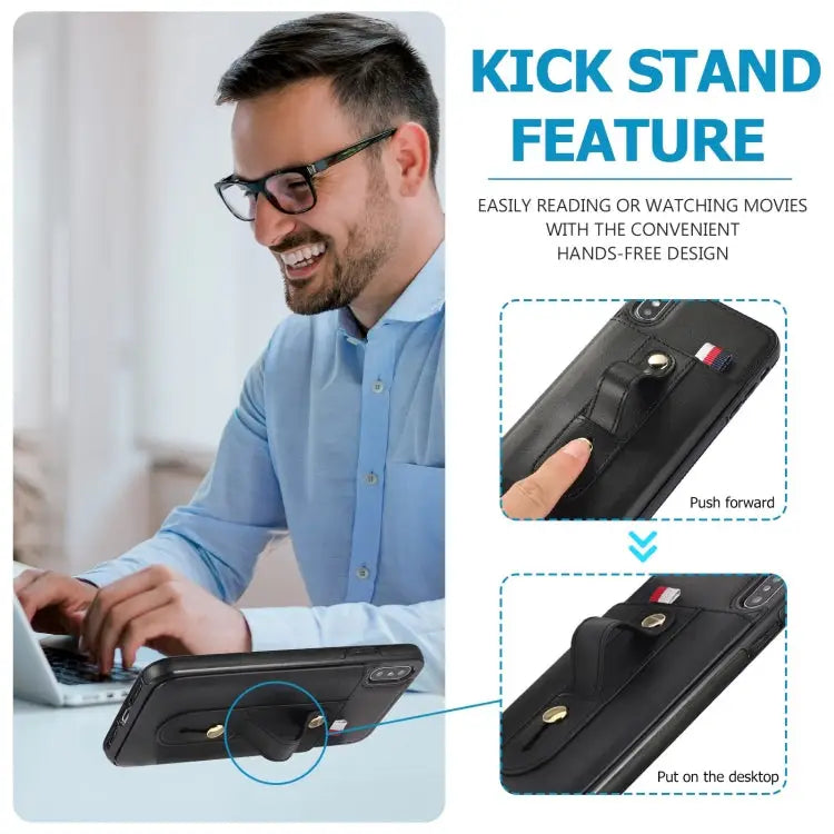 Wristband Kickstand Wallet Leather Phone Case For iPhone XS Max For iPhone SE 2022 / 2020 / 8 / 7 For iPhone 7 Plus / 8