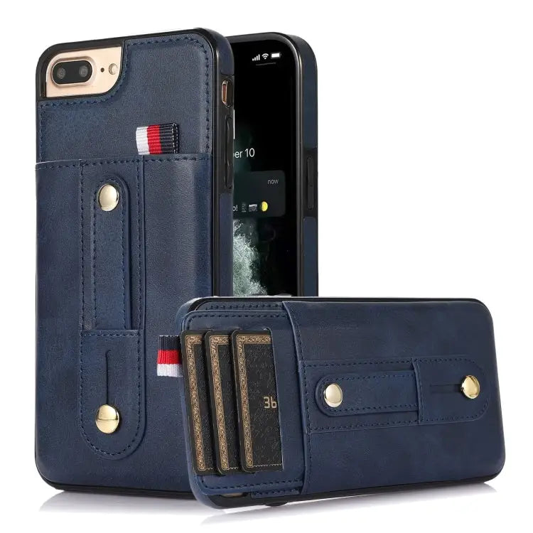 Wristband Kickstand Wallet Leather Phone Case For iPhone XS Max For iPhone SE 2022 / 2020 / 8 / 7 For iPhone 7 Plus / 8