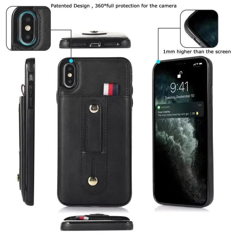 Wristband Kickstand Wallet Leather Phone Case For iPhone XS Max For iPhone SE 2022 / 2020 / 8 / 7 For iPhone 7 Plus / 8