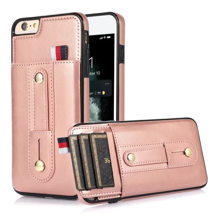 Wristband Kickstand Wallet Leather Phone Case For iPhone XS Max For iPhone SE 2022 / 2020 / 8 / 7 For iPhone 7 Plus / 8