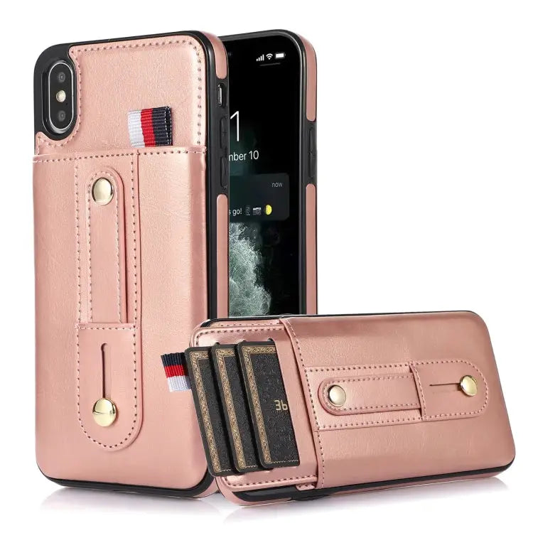 Wristband Kickstand Wallet Leather Phone Case For iPhone XS Max For iPhone SE 2022 / 2020 / 8 / 7 For iPhone 7 Plus / 8