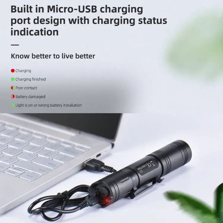 WUBEN L50 Outdoor Portable LED Strong Light USB Rechargeable Aluminum Flashlight L50 - L50