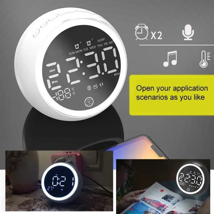 X10 Multifunctional Bluetooth Speaker LED Night Light Alarm Clock Bluetooth Speaker Support TF Card & AUX & FM Radio