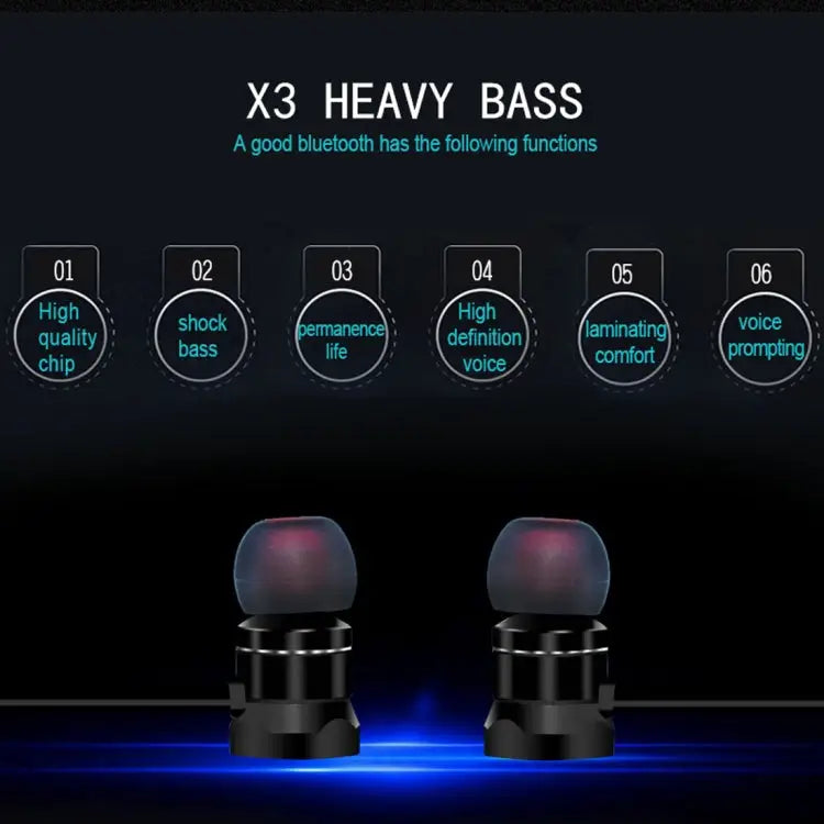 X3 Magnetic Absorption Sports Bluetooth 5.0 In-Ear Headset with HD Mic Support Hands-free Calls Distance: 10m