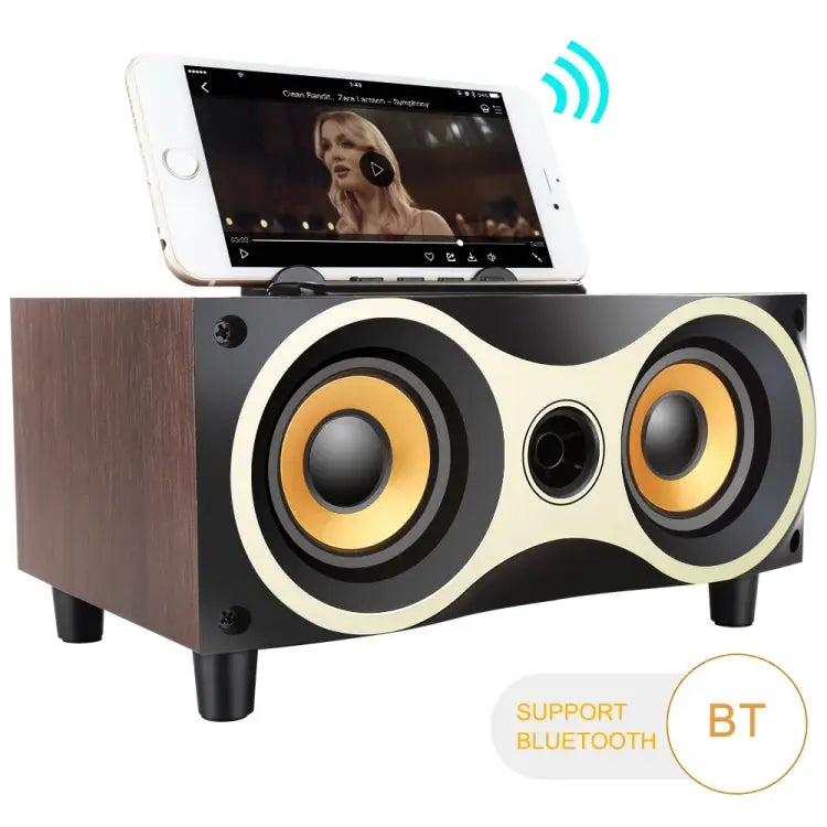 X6 Portable Wooden Wireless Speaker Subwoofer Stero Bluetooth Speakers Radio FM Desktop Black Wooden - Black Wooden
