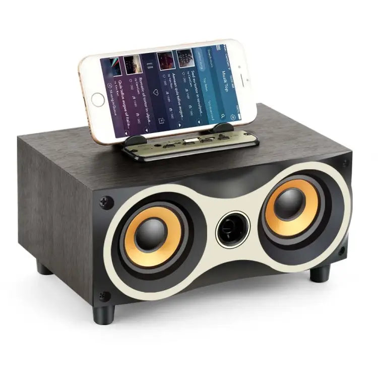 X6 Portable Wooden Wireless Speaker Subwoofer Stero Bluetooth Speakers Radio FM Desktop Black Wooden - Black Wooden