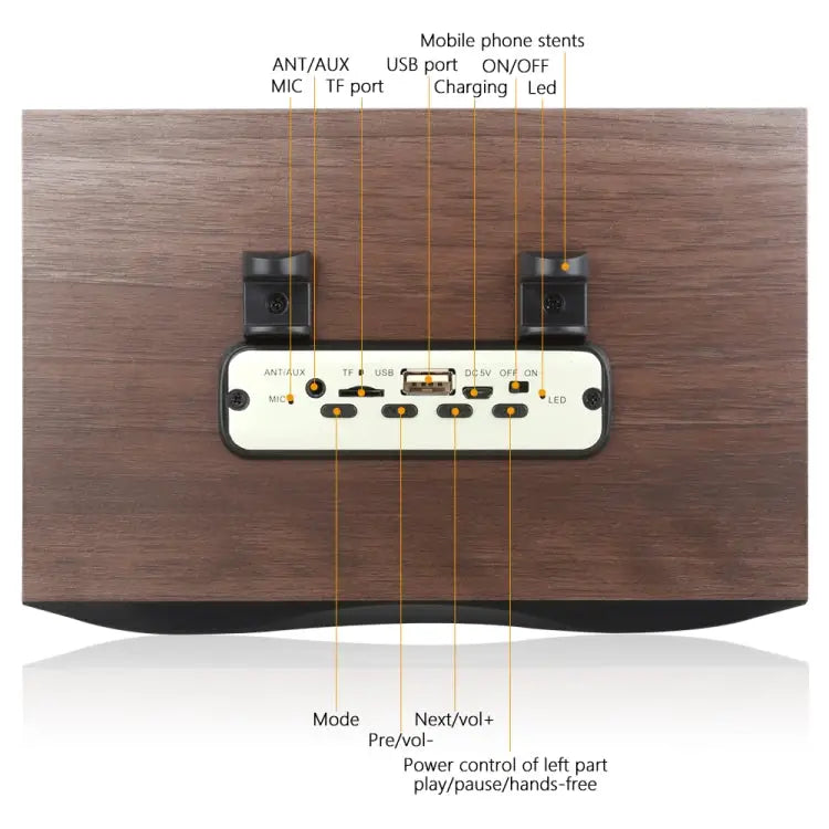 X6 Portable Wooden Wireless Speaker Subwoofer Stero Bluetooth Speakers Radio FM Desktop Black Wooden - Black Wooden