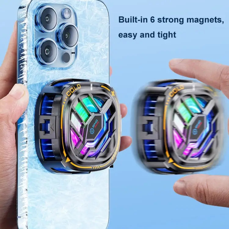 X76 Magnetic Digital Display Semiconductor Mobile Phone Radiator with Chip X76 Black Gold - X76 Black Gold - Apple