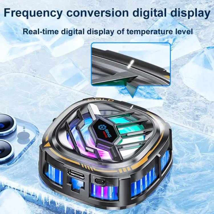 X76 Magnetic Digital Display Semiconductor Mobile Phone Radiator with Chip X76 Black Gold - X76 Black Gold - Apple