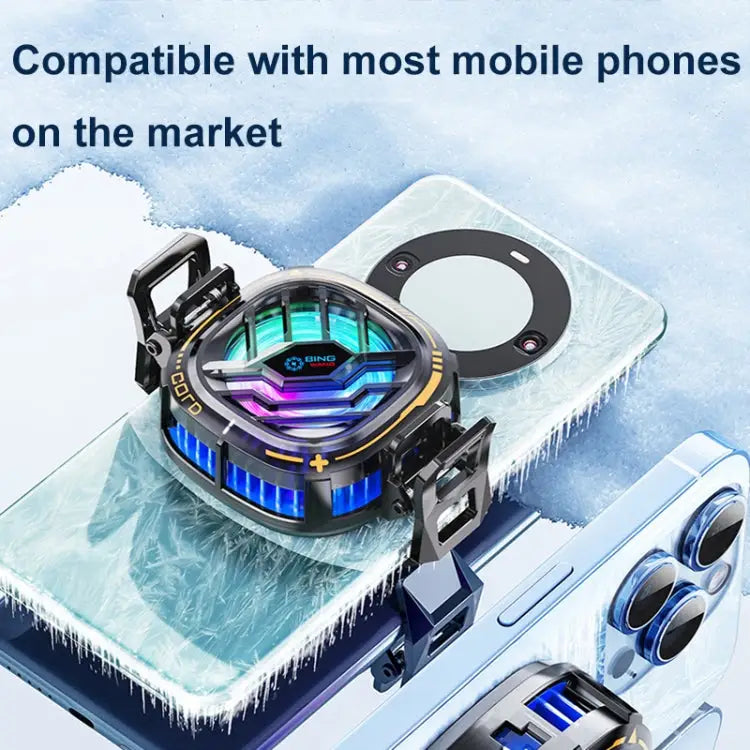X76 Magnetic Digital Display Semiconductor Mobile Phone Radiator with Chip X76 Black Gold - X76 Black Gold - Apple