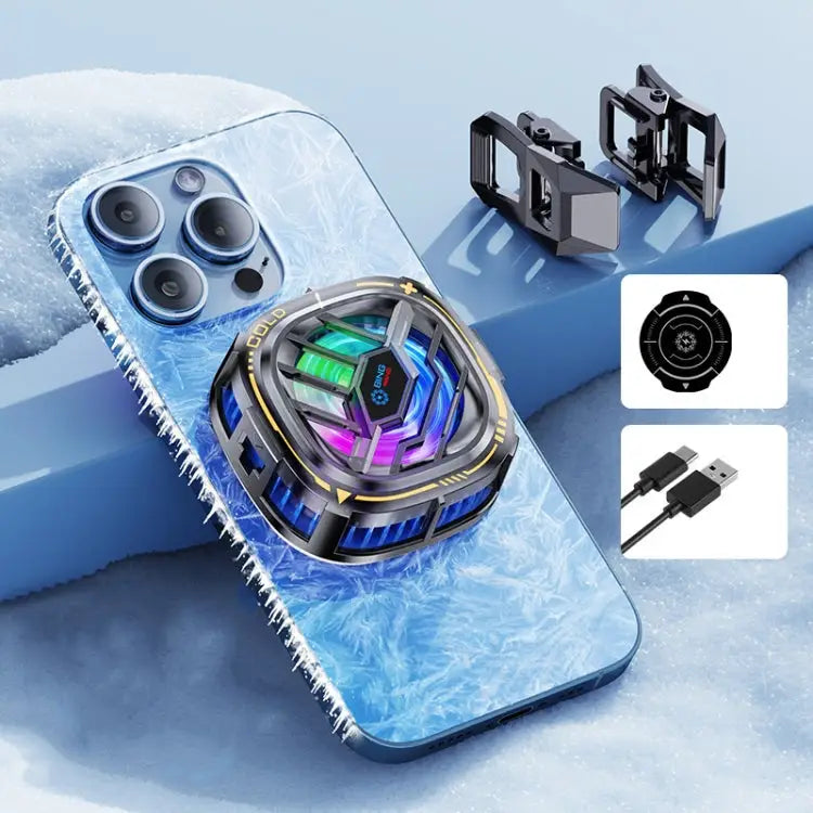 X76 Magnetic Digital Display Semiconductor Mobile Phone Radiator with Chip X76 Black Gold - X76 Black Gold - Apple