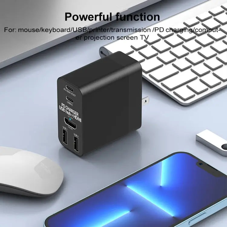 X8H 60W Type-C + USB + HDMI HUB PD Charger US Plug X8H - X8H - Apple Accessories