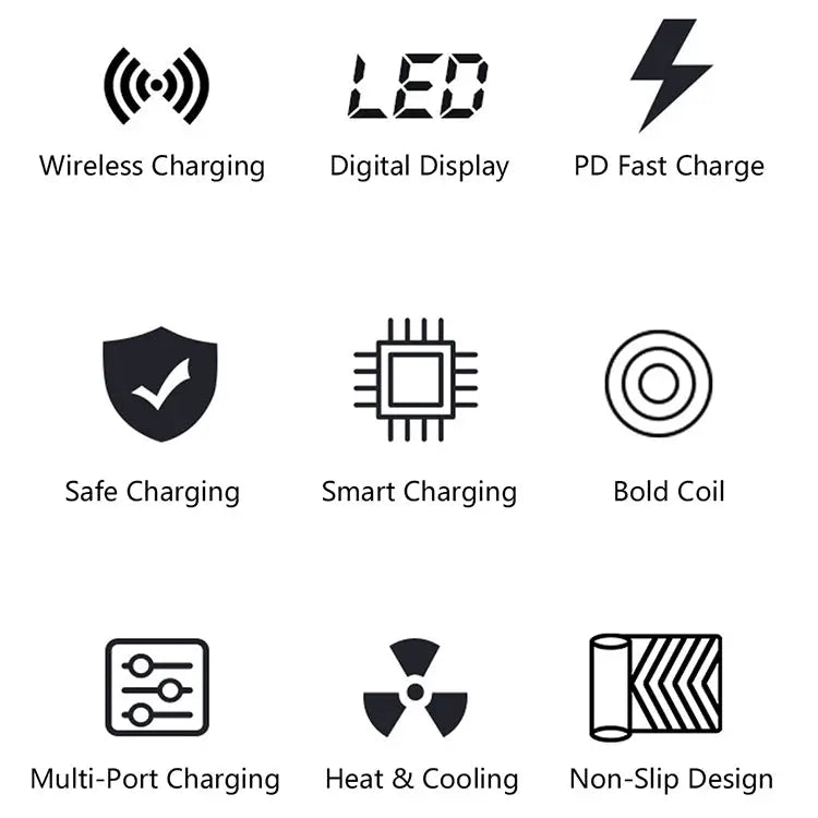 X9 9 in 1 QC 3.0 USB Interface + 6 USB Ports + PD 65W Ports + QI Wireless Fast Charging Multi-function Charger with LED