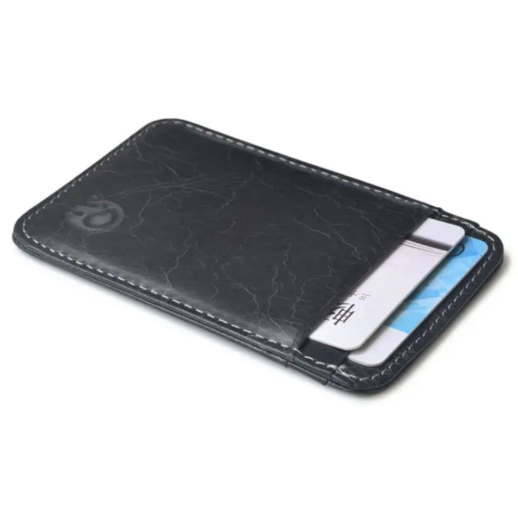 XIAO YUAN XIANG Cowhide Leather 5 Card Pocket Sleeve Wallet Coin Purse Credit Card Holder Size: 10.6cm x 7.2cm Random