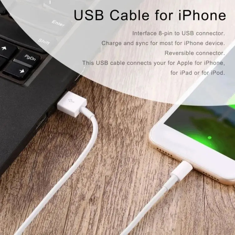 XJ-51 3A USB to 8 Pin Fast Charging Cable for iPhone 12 Series Length: 2m - 2m