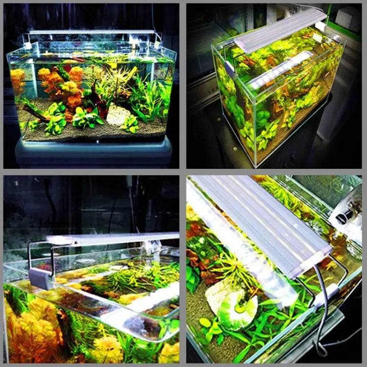 XY-60K Three Rows Aquarium Glass Fish Tank LED Aquatic Bracket Lamp US Plug XY-60K Three Rows