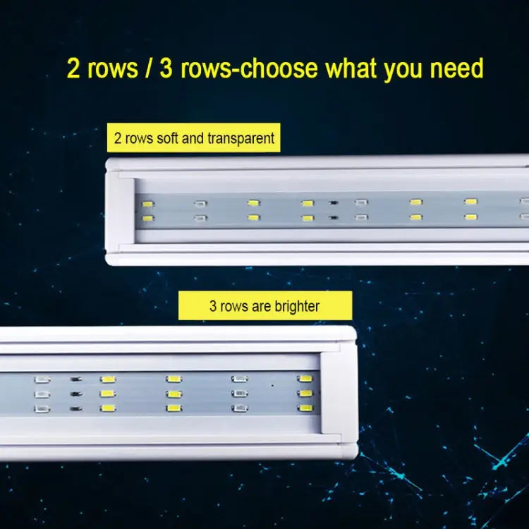 XY-60K Three Rows Aquarium Glass Fish Tank LED Aquatic Bracket Lamp US Plug XY-60K Three Rows