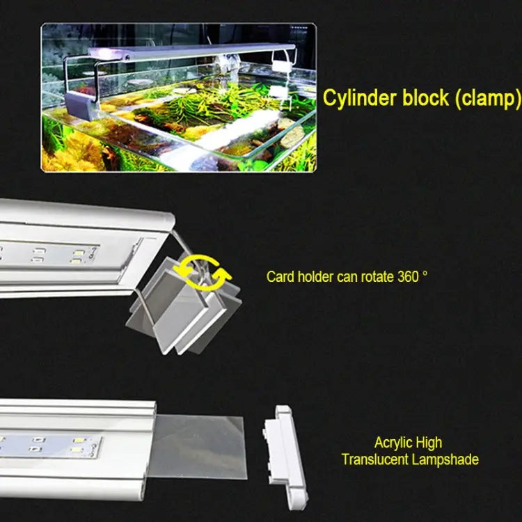 XY-60K Three Rows Aquarium Glass Fish Tank LED Aquatic Bracket Lamp US Plug XY-60K Three Rows