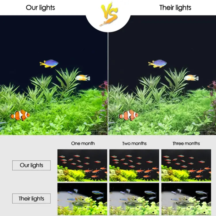 XY-60K Three Rows Aquarium Glass Fish Tank LED Aquatic Bracket Lamp US Plug XY-60K Three Rows