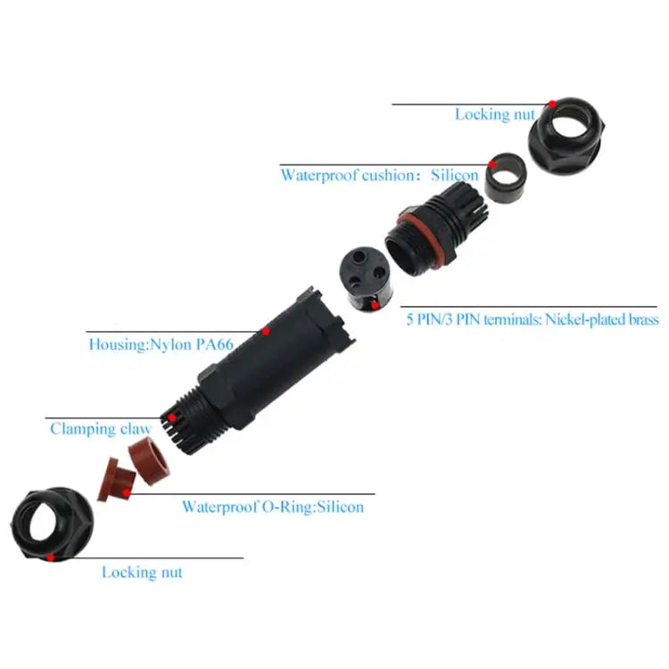 XYS20 IP68 Waterproof 3 Pin Straight Cable Connector XYS20 - XYS20