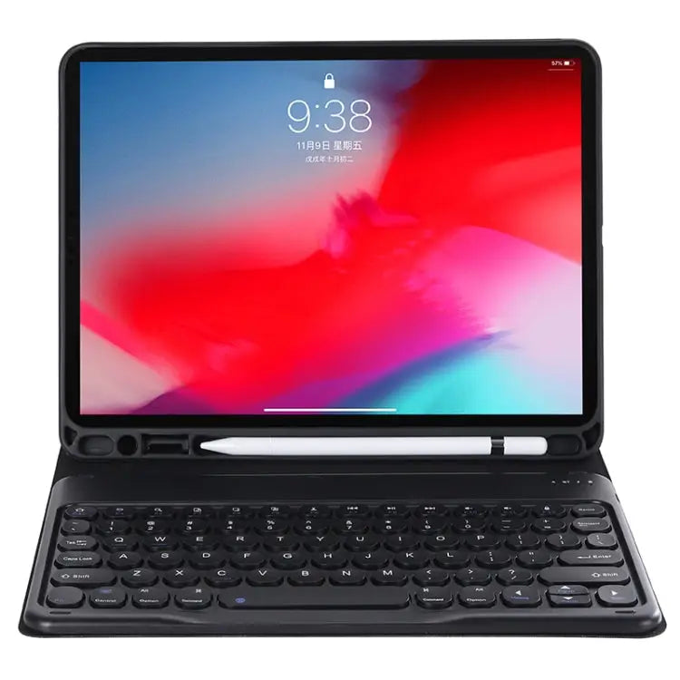 Y-C11B 2021 Detachable Candy Color Skin Texture Round Keycap Bluetooth Keyboard Leather Case with Pen Slot & Stand