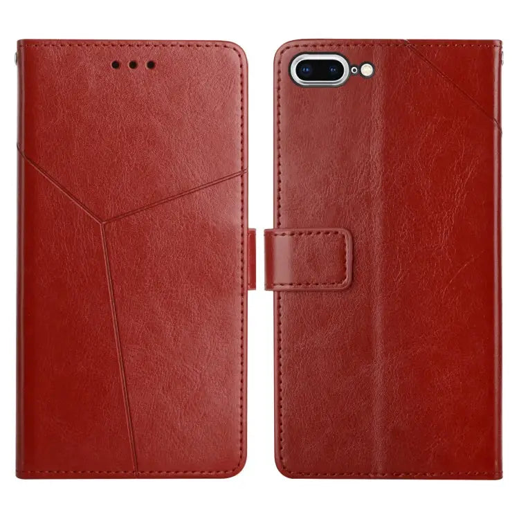 Y Stitching Horizontal Flip Leather Phone Case with Holder & Card Slots & Wallet & Photo Frame For iPhone 8 Plus / 7
