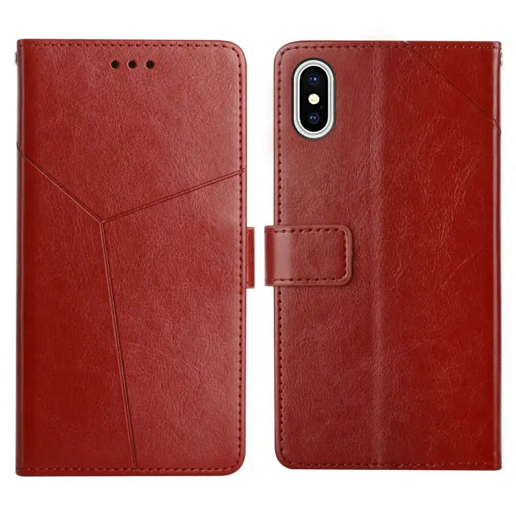 Y Stitching Horizontal Flip Leather Phone Case with Holder & Card Slots & Wallet & Photo Frame For iPhone XS / X
