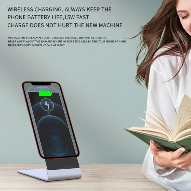 Y13 15W Magnetic Wireless Mobile Phone Holder Charger for iPhone - Silver