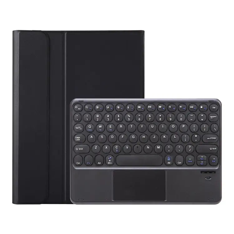 YA098B-A Detachable Lambskin Texture Round Keycap Bluetooth Keyboard Leather Case with Touch Control & Pen Slot & Stand