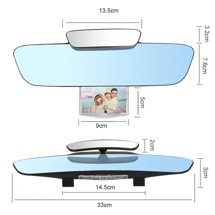 YC-193 Multifunctional Car Interior Rearview Mirror Large Field of Vision Anti-glare Auxiliary Car Blue Mirror - YC-193