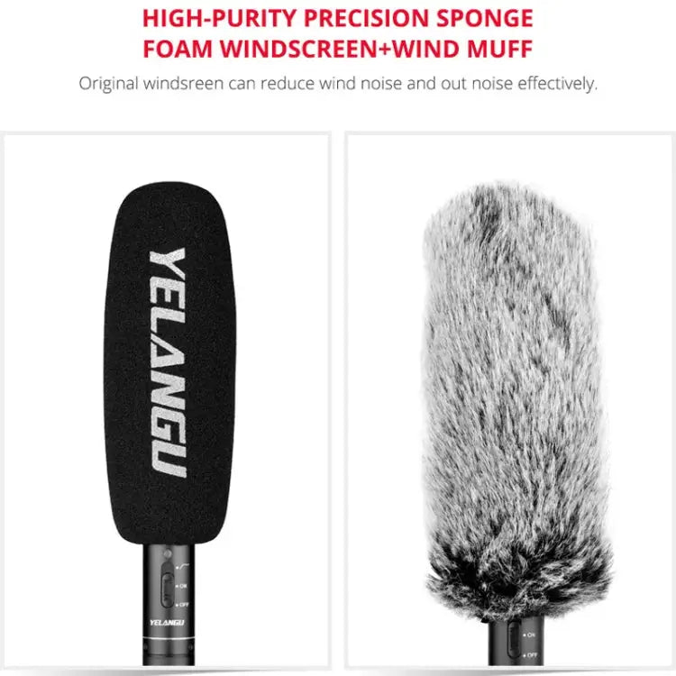 YELANGU YLG9933A MIC07 Professional Interview Condenser Video Shotgun Microphone with 6.5mm Audio Adapter & 3.5mm RXL