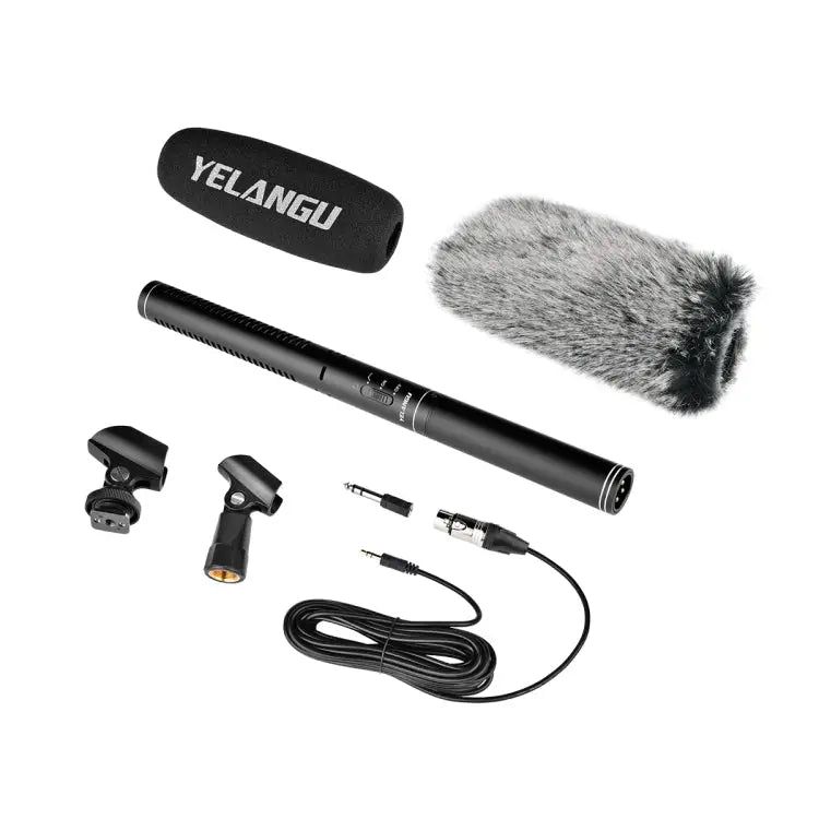 YELANGU YLG9933A MIC07 Professional Interview Condenser Video Shotgun Microphone with 6.5mm Audio Adapter & 3.5mm RXL