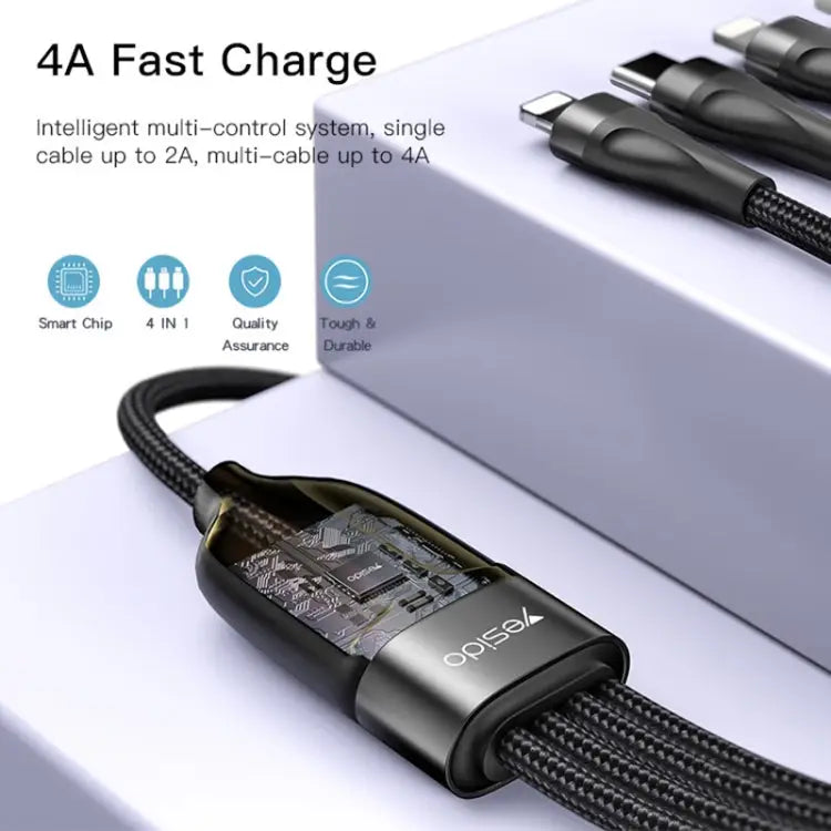 YESIDO CA111 1.2m 4A USB to Dual Type-C + Dual 8 Pin Charging Cable CA111 - CA111 - Apple Accessories