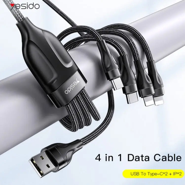 YESIDO CA111 1.2m 4A USB to Dual Type-C + Dual 8 Pin Charging Cable CA111 - CA111 - Apple Accessories