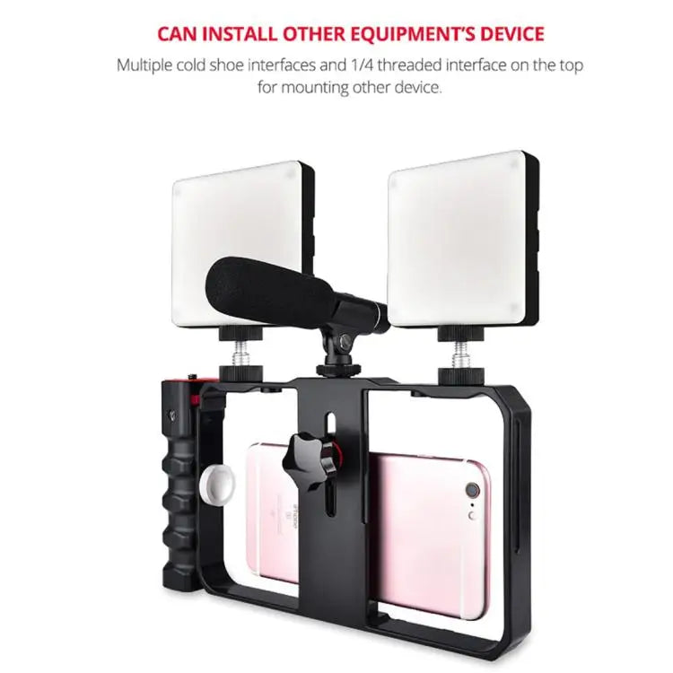 YLG0901B Vlogging Live Broadcast Smartphone Plastic Cage Video Rig Filmmaking Recording Handle Stabilizer Bracket