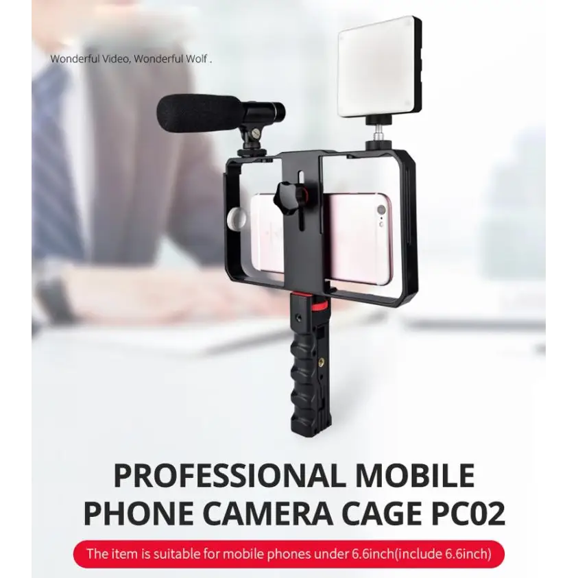 YLG0901B Vlogging Live Broadcast Smartphone Plastic Cage Video Rig Filmmaking Recording Handle Stabilizer Bracket