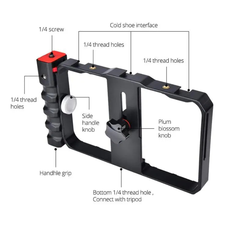 YLG0901B Vlogging Live Broadcast Smartphone Plastic Cage Video Rig Filmmaking Recording Handle Stabilizer Bracket