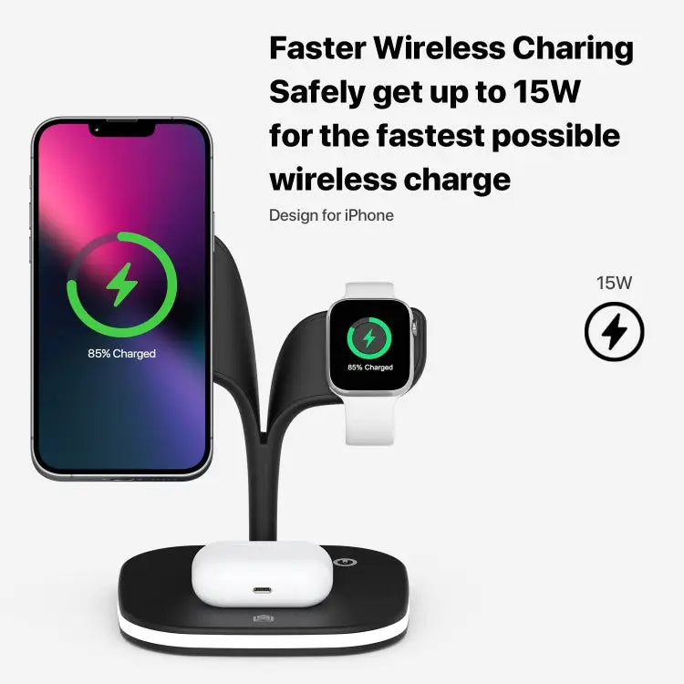 YM-UD22 15W 5 in 1 Magnetic Wireless Charger with Stand Function - Apple Accessories