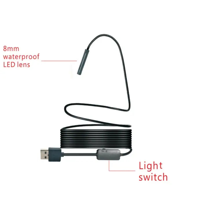 YPC110 8mm 2.0MP HD Camera WiFi Endoscope Snake Tube Inspection Camera with 8 LED Waterproof IP68 Lens Diameter: 8mm