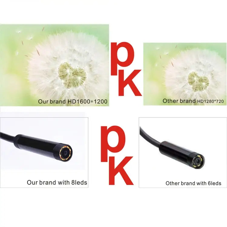 YPC110 8mm 2.0MP HD Camera WiFi Endoscope Snake Tube Inspection Camera with 8 LED Waterproof IP68 Lens Diameter: 8mm