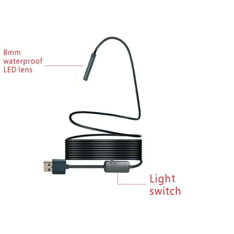 YPC110 8mm 2.0MP HD Camera WiFi Endoscope Snake Tube Inspection Camera with 8 LED Waterproof IP68 Lens Diameter: 8mm