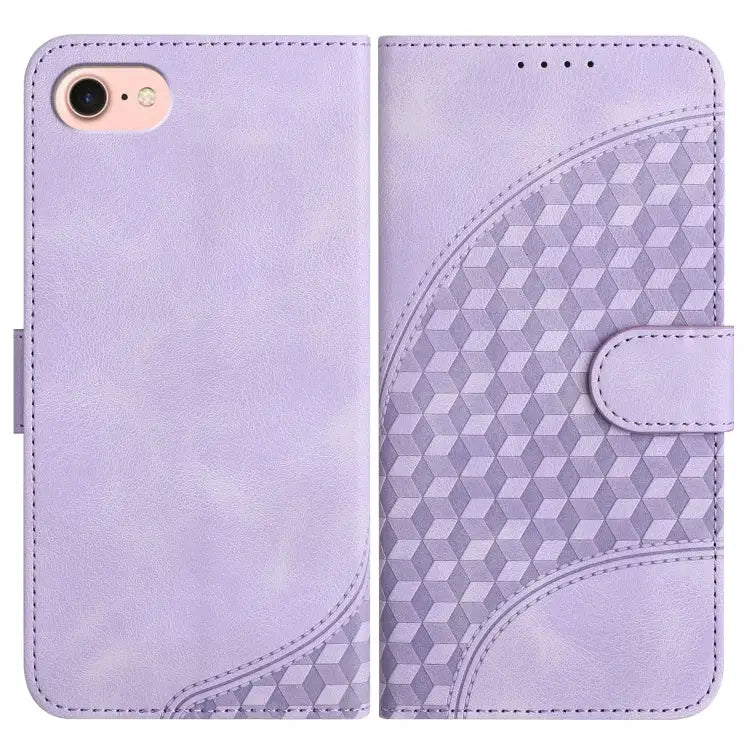 YX0060 Elephant Head Embossed Phone Leather Case with Lanyard - For iPhone SE 2022/SE 2020/6/7/8 / Light Purple