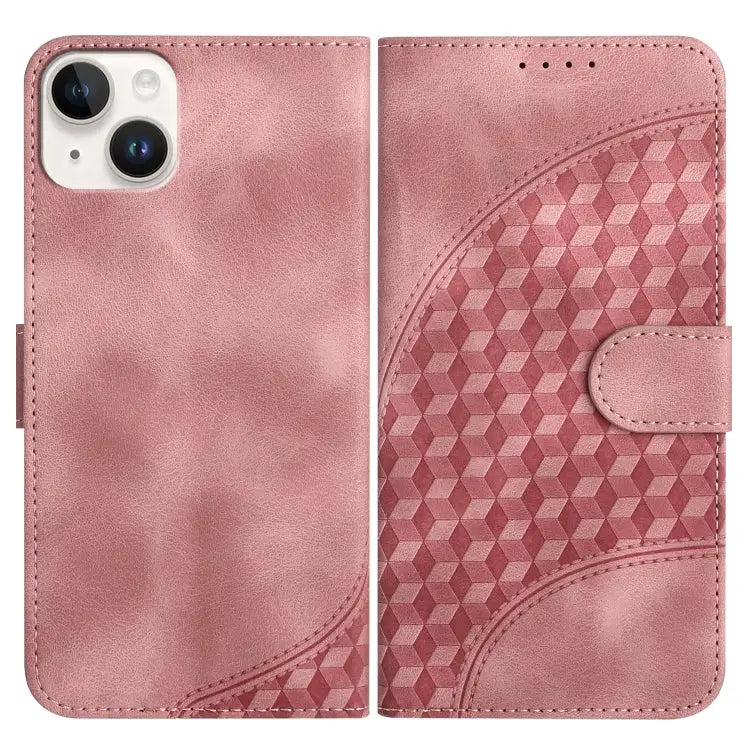 YX0060 Elephant Head Embossed Phone Leather Case with Lanyard For iPhone 15 For iPhone 14 Plus For iPhone 14