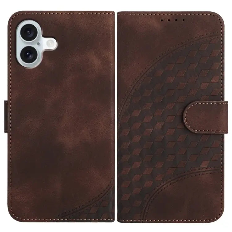 YX0060 Elephant Head Embossed Phone Leather Case with Lanyard For iPhone 16 Pro For iPhone 16 Plus For iPhone 16