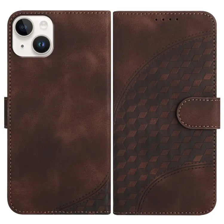 YX0060 Elephant Head Embossed Phone Leather Case with Lanyard For iPhone 15 For iPhone 14 Plus For iPhone 14