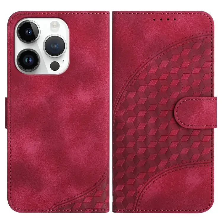YX0060 Elephant Head Embossed Phone Leather Case with Lanyard For iPhone 15 Pro Max For iPhone 15 Pro For iPhone 15