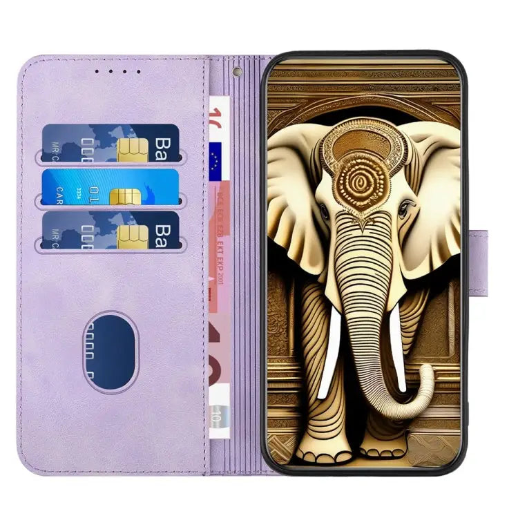 YX0060 Elephant Head Embossed Phone Leather Case with Lanyard For iPhone 16 Pro For iPhone 16 Plus For iPhone 16