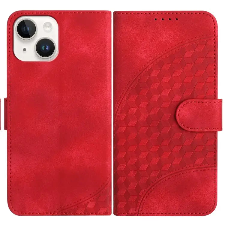 YX0060 Elephant Head Embossed Phone Leather Case with Lanyard For iPhone 15 For iPhone 14 Plus For iPhone 14